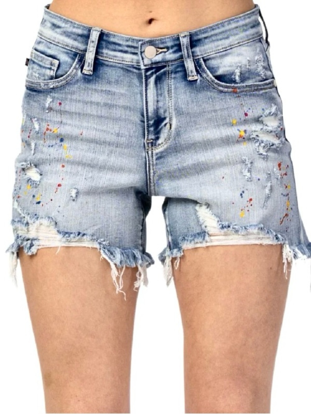 Judy Blue Blue Distressed light wash Jean Shorts with Frayed Hem XL